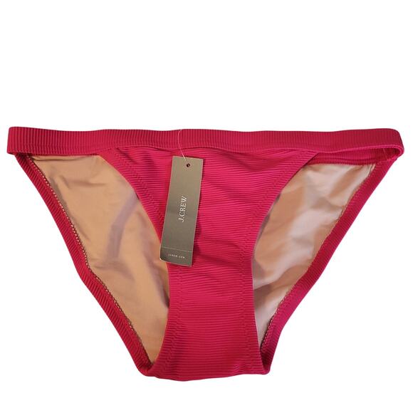 NWT J.Crew Ribbed Trim Hipster Full Coverage Bikini Bottom Pink Vacation Sz‎ XXS - Picture 1 of 6